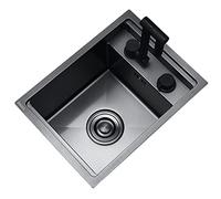 YCVAWEOD Lavello da Cucina Nascosto per lavello a Ciotola Singola Set di Tazza Multifunzionale lavandino per Lavaggio Pieghevole o sotto -mount/nero/32 * 43 * 23cm LWX