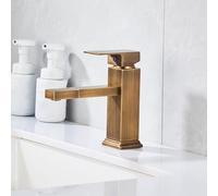 YCVAWEOD Lavello in Ottone Antico Tocca Bagno rotabile Bagno retrò Tocca Calda e Acqua Fredda, Corta LWX