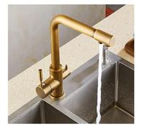 YCVAWEOD Luxury V-INTAGE Retro Antique Ottone Antique Due Leve Filtro Acqua a 3 Vie Mixer del Rubinetto per lavello Cucina, Rubinetto del lavello da Cucina LWX