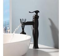 YCVAWEOD Matte Nero per Bagno Nero lavello Rubinetto Montato con Acqua Fredda a Acqua Fredda Toppa Il lavandino del lavandino rastrella LWX