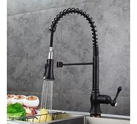 YCVAWEOD Miscelatore Cucina tapblack Olio Spazzolato Spazzolato Rubinetto tiro Verso Il Basso ugello a Manico Singolo e Rotazione a Freddo rubinetti Cucina per cucine Moderne LWX