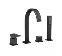 YCVAWEOD Miscelatore da Bagno a 4 buche Tap Bath Bath Black Waterfall Mixer Mixer per Doccia a Leva Singola, Doccia e Tubo per i rubinetti del Bagno LWX