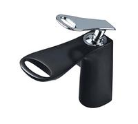 YCVAWEOD Miscelatore Tap lavandino del lavandino Manico Singolo a Cascata 1 Foro Tocco di Bacino di Rame fine miscelatori Cromo (Cromo) (Nero+Cromo) LWX