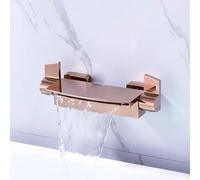YCVAWEOD Mixer da Bagno a Cascata in Oro Rosa Montato a Parete Rubinetto da Bagno in Ottone Freddo Caldo per Un'Esperienza Spa Lussuosa LWX