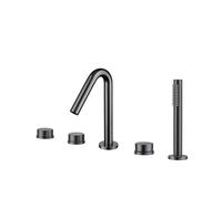 YCVAWEOD Mixer da Bagno Montato a Ponte Tocco Doppia Leva Tirare Fuori con sofferenza della valvola del Piatto e Tubo Set per i rubinetti da Bagno Grigio LWX