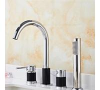 YCVAWEOD Mixer da Doccia da Bagno a 4 Fori Tap Gold Orock Get Discia a Leva Singola a Leva e Tubo Set per i rubinetti del Bagno LWX