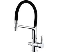 YCVAWEOD Mixer per lavello da Cucina a 3 Vie Tocca Dual Function Rubing Down Cont Filter Black Doccia Nera Nickel Spazzolato e Finitura cromata per cucine Moderne Eleganti e Funzionali LWX