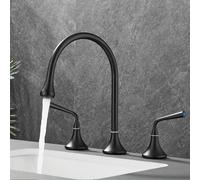 YCVAWEOD Moderno Mixer per Bacino da Bagno a 3 Fori Tap con beccuccio Girevole Caldo Caldo e Freddo Brass Brass Construction Dual Handles Faucet per lavello del Bagno Finatura cromata LWX