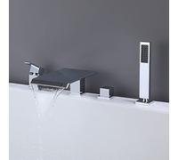 YCVAWEOD Moderno Vasca da Bagno a Due Fori da Bagno a 4 Fori Set di rubinetti per la Vasca da Bagno cromata Rubinetto con Doccia Portatile per Esperienza Spa di Lusso LWX