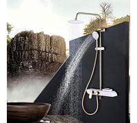 YCVAWEOD Rubinetti Bianchi in Oro in Oro Set da Doccia da Pioggia da 9 Pollici per la Doccia a 3 Vie Mixer Brass Mixer Tocca con Vasca da scaffale Bagno Doccia Bianca e Dorata LWX