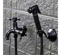 YCVAWEOD Rubinetti Bidet Muro Muro Musulmano Nero Freddo in Ottone igonela angolare valvola Portatile per Doccia igienica Culo anale Culo Dust dusche shattaf, Rubinetto Bidet Set a LWX