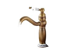 YCVAWEOD Rubinetti del Bacino Oro/Antico Bronzo in Bronzo Solido Getto del lavandino per Bagno con Manico Singolo in Ceramica Baschi di Lavaggio a lavabo Taps (Oro Short) LWX