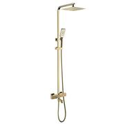 YCVAWEOD Rubinetti per Doccia di Lusso in Oro termostatico Set di buoni in Ottone per la Cascata con Pioggia con Pioggia con Pioggia da 10 Pollici, Set di Doccia a Parete, D, A (A) LWX