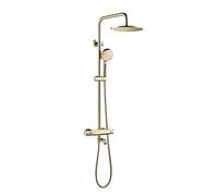 YCVAWEOD Rubinetti per Doccia di Lusso in Oro termostatico Set di buoni in Ottone per la Cascata con Pioggia con Pioggia con Pioggia da 10 Pollici, Set di Doccia a Parete, D, A (A) LWX
