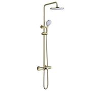 YCVAWEOD Rubinetti per Doccia di Lusso in Oro termostatico Set di buoni in Ottone per la Cascata con Pioggia con Pioggia con Pioggia da 10 Pollici, Set di Doccia a Parete, D, A (A) LWX