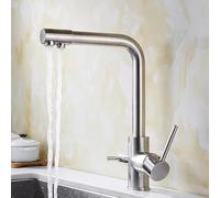 YCVAWEOD Rubinetto da Cucina a 3 Vie con Mixer a Doppia Uscita Filtro dell'Acqua Tocca 1 Foro Design Girevole Doppia Finitura cromata per Facile Controllo Perfetto per Le cucine per la casa LWX