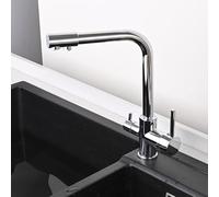 YCVAWEOD Rubinetto da Cucina a 3 Vie con Mixer a Doppia Uscita Filtro dell'Acqua Tocca 1 Foro Design Girevole Doppia Finitura cromata per Facile Controllo Perfetto per Le cucine per la casa LWX