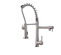 YCVAWEOD Rubinetto da Cucina a Molla Nera e Rosa con Doppi beccuccio e Padrone di lavandino per lavello Moderno per la casa Design Elegante e Funzionale Accessori da Cucina Resistenti LWX