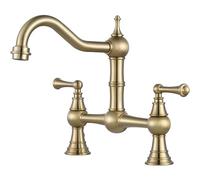 YCVAWEOD Rubinetto da Cucina in Ottone Oro Spazzolato con spruzzatore Laterale - Elegante Design del Ponte per lavello da Cucina, rubinetti durevoli ed Eleganti, Perfetti per l'arredamento della casa