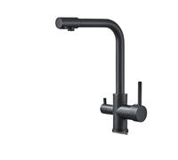 YCVAWEOD Rubinetto da Cucina Nera Opaco, 1 PCS Mixer per lavello per Acqua Potabile, a Doppia Maniglia Monte a Terra Calda e colta d'Acqua purificata a Freddo per cucine Moderne LWX