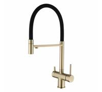 YCVAWEOD Rubinetto da Cucina Oro Spazzolato Doppio Tocco con Uscita dell'Acqua a 3 Vie per Il lavandino Design Moderno Osmosi Grifo Estraibile per Facile utilizzo LWX