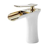 YCVAWEOD Rubinetto del Bacino a Cascata del Bagno con Il Bacino idrico del Bagno Caldo e Freddo, Platino LWX