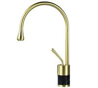 YCVAWEOD Rubinetto del Bacino da Bagno in Marmo Naturale Dorato con Un Foro a Singolo Foro Caldo e Freddo Tocco in Ottone per Il banco sopra Il banco Oro e Bianco LWX