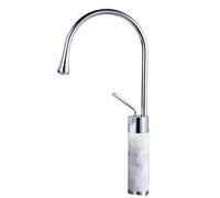 YCVAWEOD Rubinetto del Bacino da Bagno in Marmo Naturale Dorato con Un Foro a Singolo Foro Caldo e Freddo Tocco in Ottone per Il banco sopra Il banco Oro e Bianco LWX