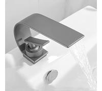 YCVAWEOD Rubinetto del lavandino del Bagno rubinetti Bianchi in Ottone lavabo Manico Singolo a Cascata Calda e Fredda Moderne tocchi di Miscelatore Eleganti (Cromo) LWX