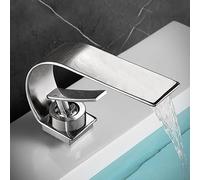 YCVAWEOD Rubinetto del lavandino del Bagno rubinetti Bianchi in Ottone lavabo Manico Singolo a Cascata Calda e Fredda Moderne tocchi di Miscelatore Eleganti (Cromo) LWX