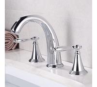 YCVAWEOD Rubinetto di vanità del Bagno in Ottone Vintage con Manici Caldi e Freddi Mixer lavello a Bacino retrò TACE 3 buche Grigio Grigio Finitura LWX