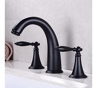 YCVAWEOD Rubinetto di vanità del Bagno in Ottone Vintage con Manici Caldi e Freddi Mixer lavello a Bacino retrò TACE 3 buche Grigio Grigio Finitura LWX