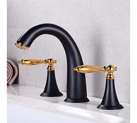 YCVAWEOD Rubinetto di vanità del Bagno in Ottone Vintage con Manici Caldi e Freddi Mixer lavello a Bacino retrò TACE 3 buche Grigio Grigio Finitura LWX