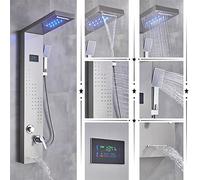 YCVAWEOD Rubinetto Doccia Set Nero/Spazzolato Bagno Doccia Rubinetto a LED Pannello Doccia Set Mixer da Bagno con schermata a Temperatura Doccia a Mano, promozione Nichel c, 1 Bellezza Arriva LWX