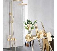 YCVAWEOD Schema di Doccia in Oro Spazzolato Vasca da Bagno Miscelatore per la Doccia pluviale Vasca da Doccia Rubinetto in Ottone Bidet tappa con Pioggia a Parete LWX
