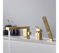 YCVAWEOD SCHETTI Bagno con Doccia a Mano Calda e Fredda Tazza da Bagno a Leva Singola per Vasca da Bagno a 3 Fori, Oro Spazzolato LWX