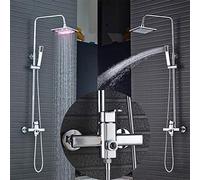 YCVAWEOD Set di Doccia a Pioggia a LED con Doccia Portatile Chrome a Manico Singolo Mixer Tocca per Il Colore del Colore Che Cambia la Temperatura di Lussuoso Sistema di Rubinetto di Lusso LWX