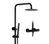 YCVAWEOD Set di Doccia per Doccia Portatile, Set di Doccia per Doccia per Pioggia Nera Termostatico Sistema per la Doccia per la Doccia con Doccia a Pioggia, 10 Pollici LWX