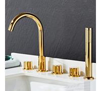 YCVAWEOD Set di rubinetti per Doccia Montato a Parete, Set della Doccia, Rubinetto da Bagno in Oro da Bagno a 5 Fori con Doccia 360 Tocco Rotante Tocco Doppio Bagno a Leva Mixer Tocco con Doccia LWX