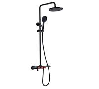 YCVAWEOD Sistema Doccia Nero, Set di rubinetti Doccia a Vista in Stile Industriale, Pioggia da 8 Pollici con Doccia a Mano, Tocco di Doccia da Bagno LWX