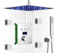 YCVAWEOD Sistema Doccia Sistema TEMPRA TEMPRA Temporo Chrome Chrome CHOUCETS SETTI Completi con Il Motto del Corpo di 4 PC LED APPRITÀ LED PIOGLIO da 12 Pollici può Lavorare Insieme LWX