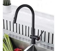 YCVAWEOD Tap Mixer CUSCINE Spray out Spray, per Il lavandino della Cucina, Tutto Rame, allungamento a Leva a Caldo e Freddo rotativo Tutto Rame 2, Rubinetto-Nero d (2) LWX