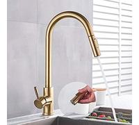 YCVAWEOD Tasucet da Cucina in Argento Trappola da Cucina a Manico Singolo a 360 ° Mixer Girevole Toccata Oro Spazzolato Moderna lavello Moderno Tocca per Il Controllo dell'Acqua Durevole ed Elegante