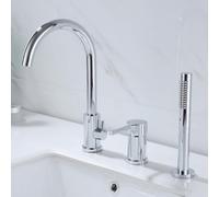 YCVAWEOD Tocca da Bagno cromata a 3 Fori con Doccia e Tubo Set Mixer d'Acqua Calda e Fredda per rubinetti del Bagno Elegante Dispositivo per la Doccia per Un'Esperienza di Bagno Moderna LWX