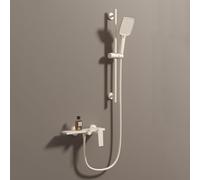 YCVAWEOD Tocca da Bagno Montato a Parete Beige da Bagno a Cascata Mixer con Doccia con berlina con Riser Rigido (Beige) LWX
