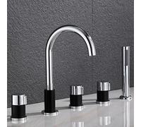 YCVAWEOD Tocca del Mixer da Bagno Moderno con Doccia a 5 Fori Pazzo da Bagno Set da Bagno Cromato e Nero Tira Fuori Doccia di Lusso Rubinetto da Bagno di Lusso Design Contemporaneo LWX