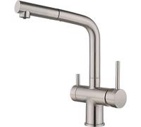 YCVAWEOD Tocca del Mixer da Cucina Spazzolato con Spray Estraibile e Rubinetto Moderno a Doppia Leva a Doppia Leva con Filtro per Acqua Potabile LWX