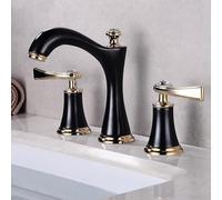 YCVAWEOD Tocca del Mixer per Bacino Tocca Bacino a 3 Fori per bagni a Doppio Manico al lavandino Bagno Freddo e Acqua Calda Nera a Base in Cina LWX