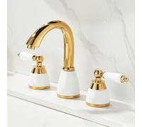 YCVAWEOD Tocca del Mixer per Bacino Tocca Bacino a 3 Fori per bagni Taps del lavandino del Bagno Doppio Manico a Doppia e Fredda Cromo in Ottone Fatto in Cina LWX
