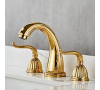 YCVAWEOD Tocca del Mixer per Bacino Tocca del Bacino a 3 Fori per bagni per lavandino Bagno a Doppia Maniglia in Ottone e Oro Freddo a Base in Cina LWX